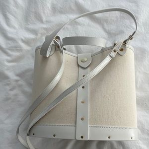 The Row white bucket bag